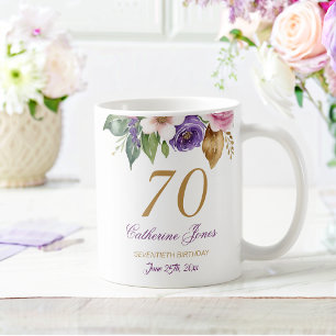 Mug Aquarelle d'anniversaire Bouquet floral or Accent