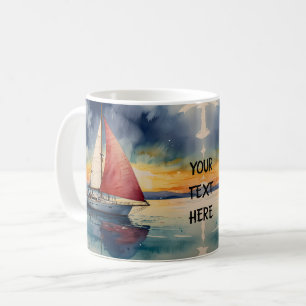 Mug Aquarelle de bateau sur la peinture de mer goutte