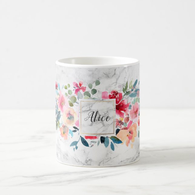 Mug Aquarelle de Bridesmaid Marbre de fleurs de printe (Centre)