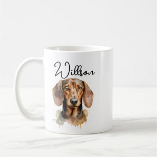 Mug Aquarelle de chien teckel mignon