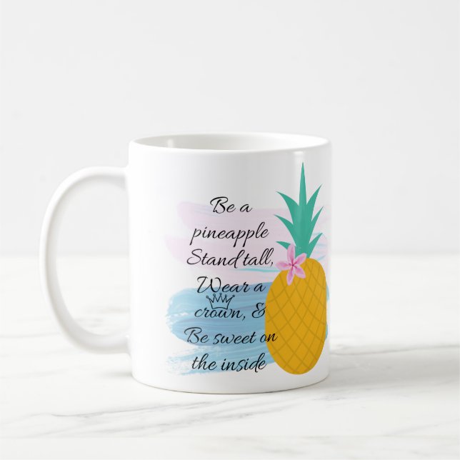 Mug Aquarelle de citation d'ananas (Gauche)