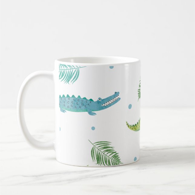 Mug Aquarelle de crocodile : Motif Vintage d'alligator (Gauche)