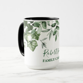 Mug Aquarelle de famille Cabine vert botanique