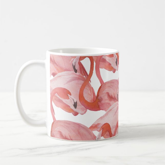 Mug Aquarelle de Flamant rose : Motif transparent (Gauche)
