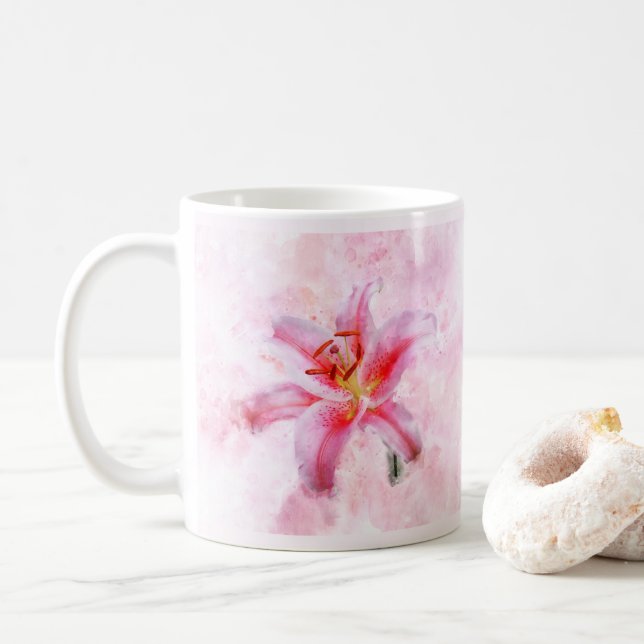 Mug Aquarelle de fleur de Stargazer Lily - wb 01 (Avec donut)