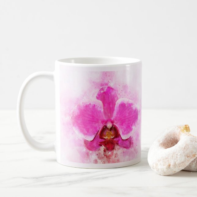 Mug Aquarelle de fleur d'orchidée - rose wb 02 (Avec donut)