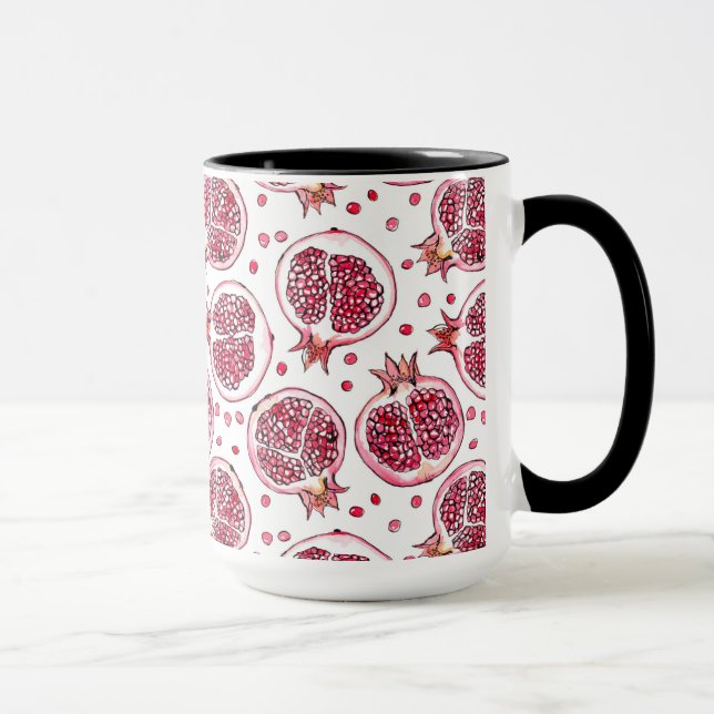 Mug Aquarelle de grenade et motif d'encre (Droite)