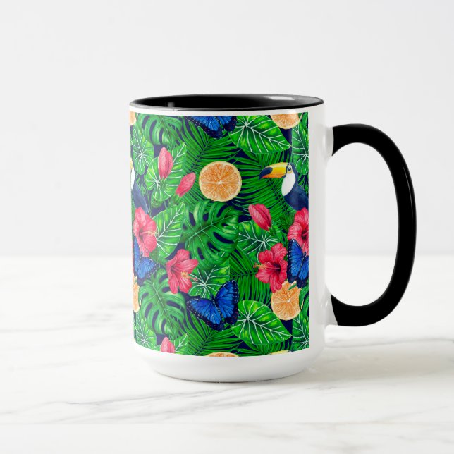 Mug Aquarelle de jardin toucan et tropical (Droite)