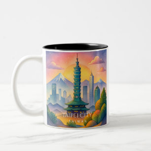 Mug aquarelle de la ville de Taipei Taïwan