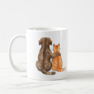 Mug Aquarelle de l'amitié entre chien et chat
