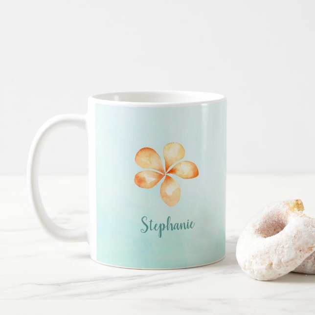 Mug Aquarelle de l'île Plumeria (Avec donut)