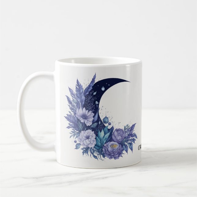 Mug Aquarelle de lune personnalisée Céleste pourpre (Gauche)