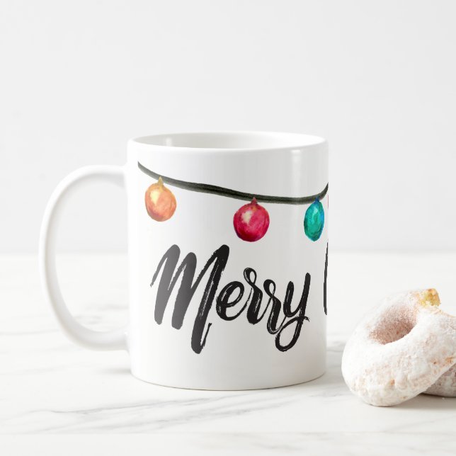 Mug Aquarelle de manuscrit de Noël personnalisé et (Avec donut)