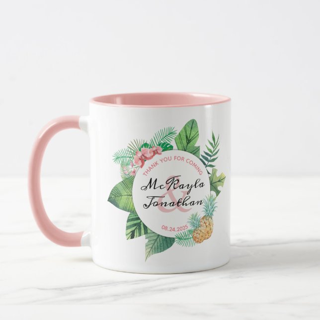 Mug Aquarelle de mariage des orchidées à ananas (Gauche)