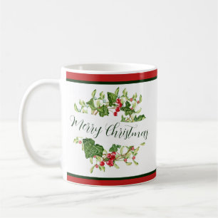 Mug Aquarelle de Noël avec couronne personnalisée
