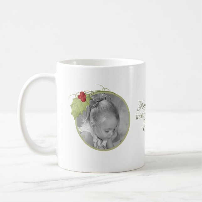 Mug Aquarelle de Noël Elégante verdure Holly Berry (Gauche)