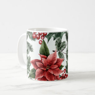 Mug Aquarelle de Noël Poinsettia Motif