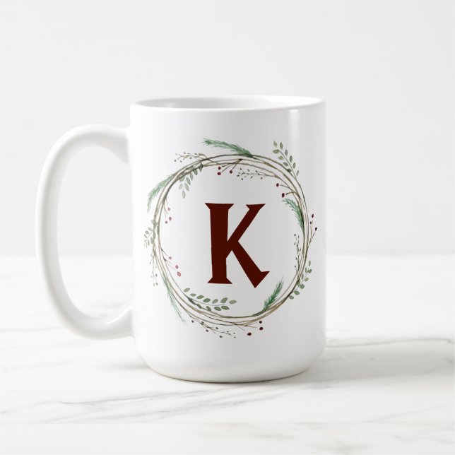 Mug Aquarelle de Noël Russe Wreath (Gauche)