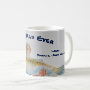 Mug Aquarelle de pêcheur Meilleur papa jamais