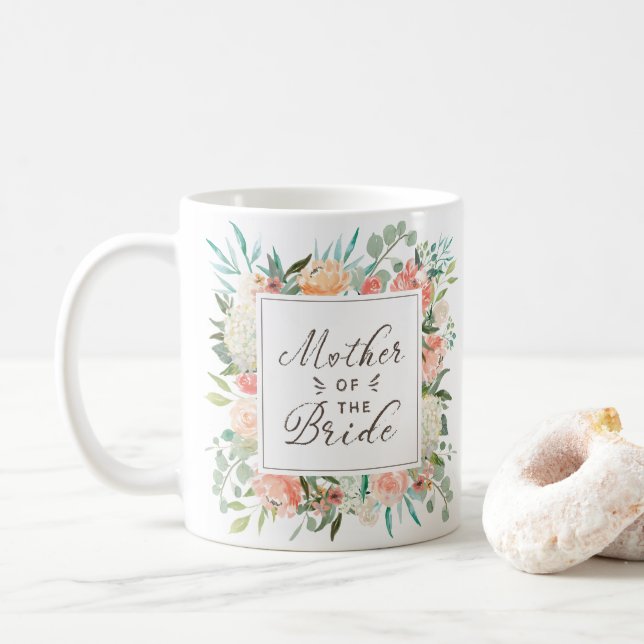 Mug Aquarelle de printemps Blush Floral Mère de la mar (Avec donut)