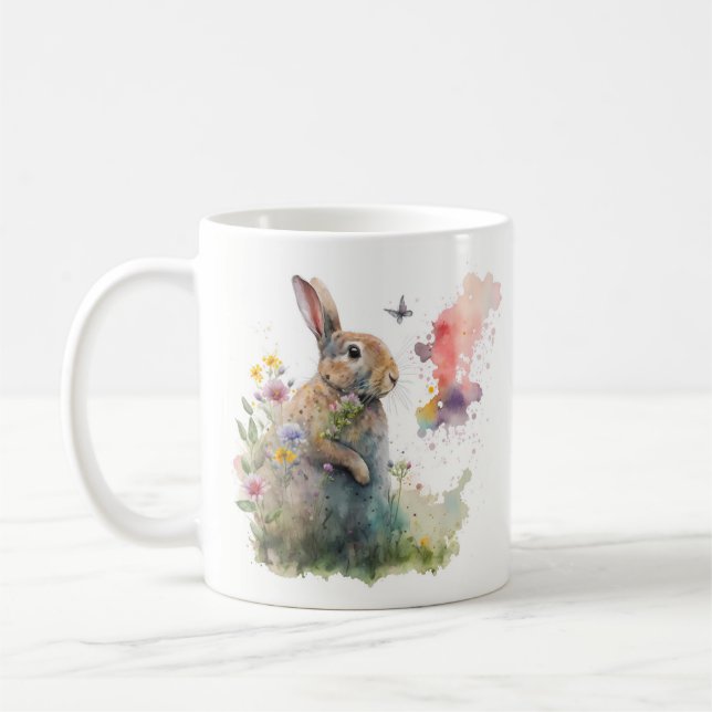 Mug Aquarelle de printemps Rabbit (Gauche)