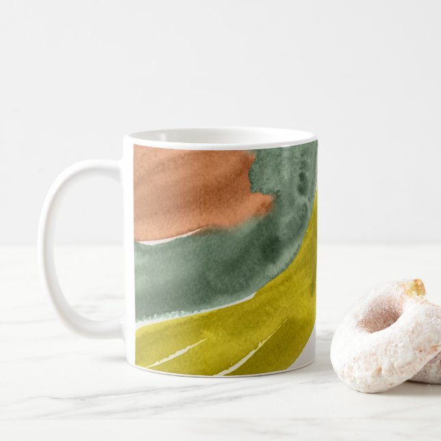 Mug Aquarelle de ton de la Terre Bouge de café personn (Avec donut)