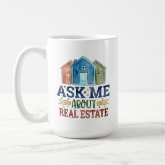 Mug Aquarelle Demandez-moi à propos de l'immobilier Pe