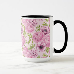 Mug Aquarelle des fleurs de pivoine et d'anémone