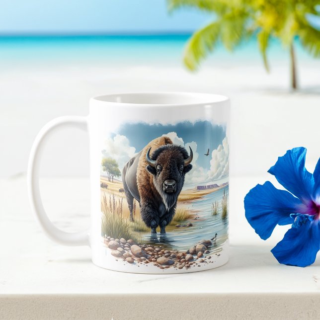 Mug Aquarelle d'été Buffalo américain (Créateur téléchargé)