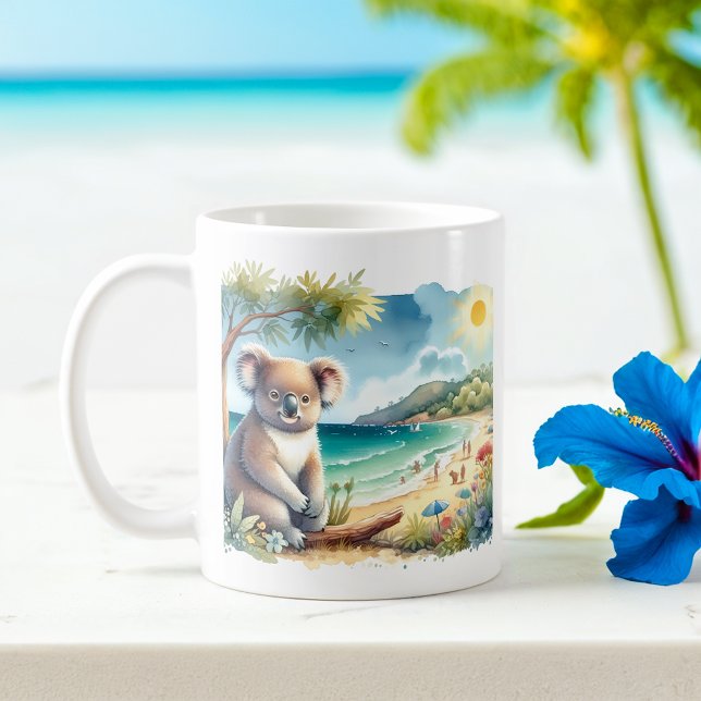 Mug Aquarelle d'été Koala sur la plage (Créateur téléchargé)