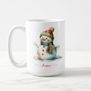 Mug Aquarelle d'hiver Snowman Noël personnalisé