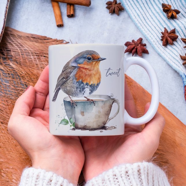 Mug Aquarelle d'oiseau orange mignonne Robin (Créateur téléchargé)