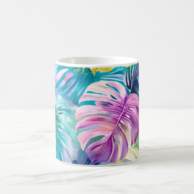 Mug Aquarelle d'or Paradis Feuille tropical (Centre)