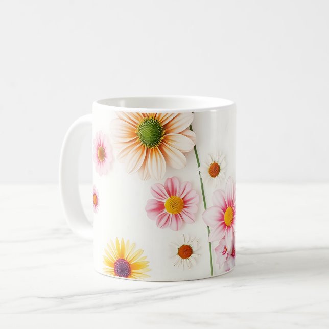 Mug Aquarelle douce Daisies Delphiniums (Devant gauche)