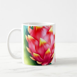 Mug Aquarelle Dragon Fruit en Gras Couleurs sur Blanc