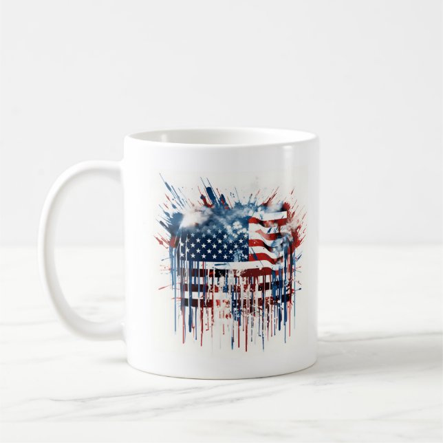 Mug Aquarelle drapeau américain abstrait (Gauche)