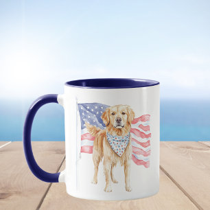 Mug Aquarelle drapeau américain Chien patriotique