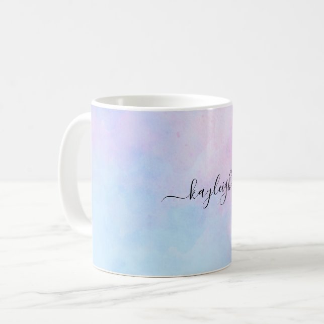 Mug Aquarelle Dreamy Rose bleu turquoise (Devant gauche)