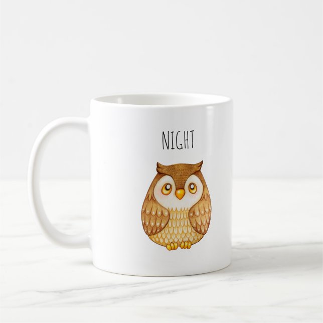 Mug Aquarelle du hibou de la nuit (Gauche)