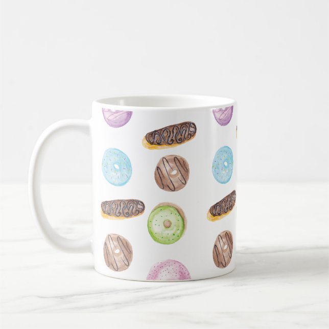 Mug Aquarelle Eclair Donuts Fun Whimiscal Sweet (Gauche)