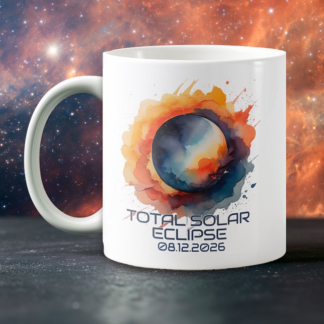 Mug Aquarelle Éclipse 2026 Souvenir (Solar Eclipse Keepsake Mug)