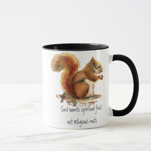 Mug Aquarelle écureuil rouge, Citation drôle (Droite)