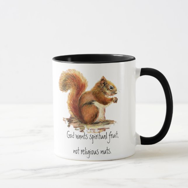 Mug Aquarelle écureuil rouge, Citation drôle (Droite)