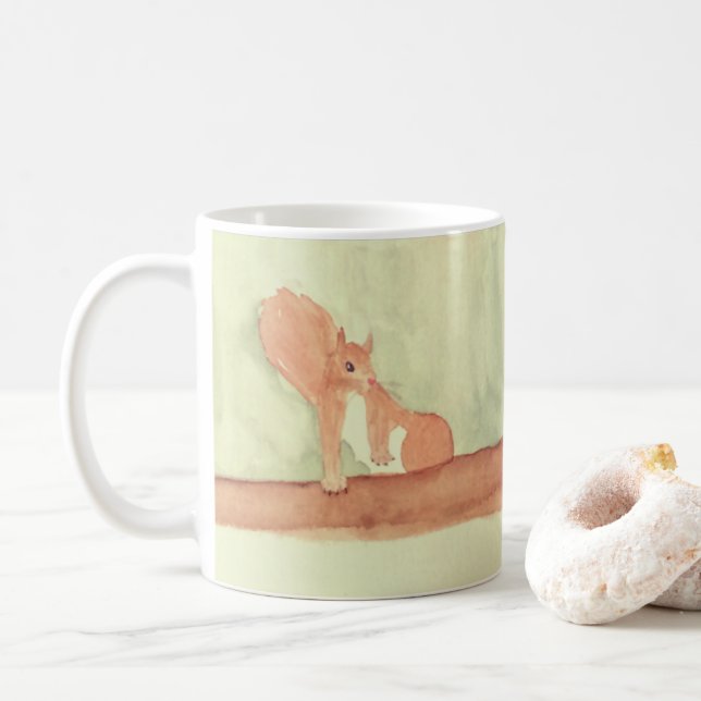 Mug Aquarelle écureuils mignons de la forêt (Avec donut)