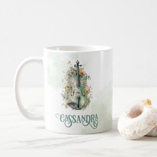 Mug Aquarelle élégante personnalisée violon