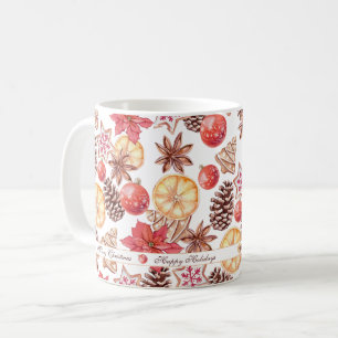 Mug Aquarelle Éléments de Noël Motif sans couture
