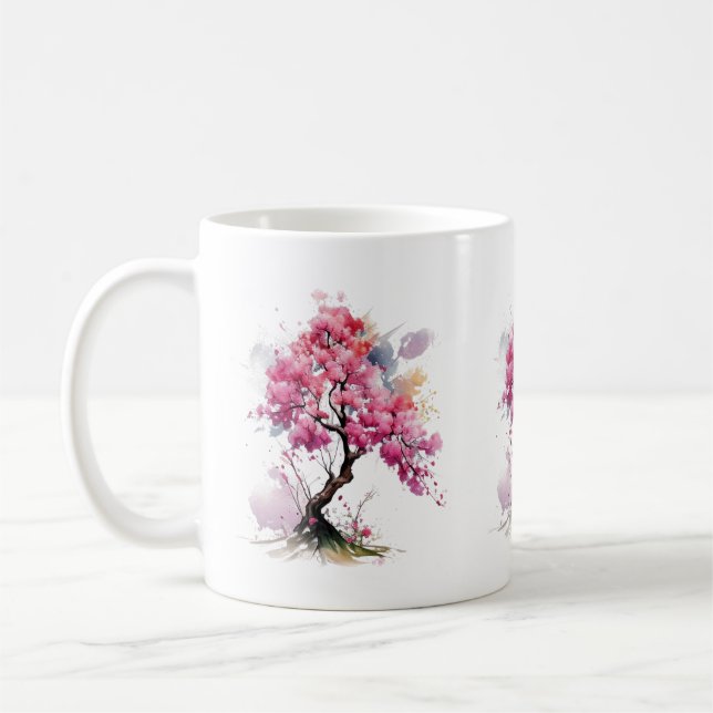 Mug Aquarelle en fleurs complètes Sakura Cherry Blosso (Gauche)