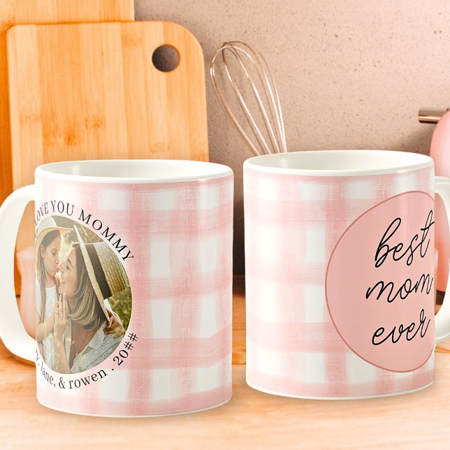 Mug Aquarelle En vichy Fête des mères Meilleure maman  (Créateur téléchargé)