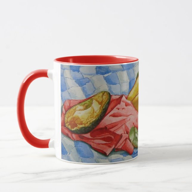 Mug aquarelle encore vie peinture de fruits exotiques (Gauche)