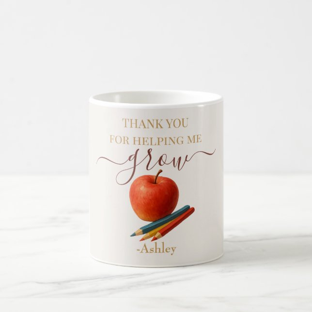 Mug Aquarelle Enseignant Apple - Cadeau Merci (Centre)